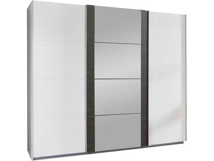 Schwebetürenschrank Bern Kleiderschrank Ausführung wählbar,Weiß / Raw Steel,270x64x210cm