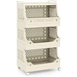 Helloshop26 - Wäschekorb mit Rollen 44,5 x 29,5 x 52,5 cm großes Fassungsvermögen optimale Belüftung modernes Design beigefarbenes