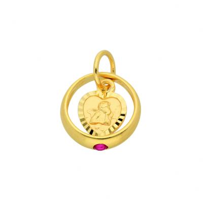 Kette mit Anhänger ADELIA´S "Damen 333 Gold Anhänger Taufring mit Rubin Ø 10,6 mm", gold (rot), Halsketten, Damen, Gold, Schmuckset - Set mit Halskette