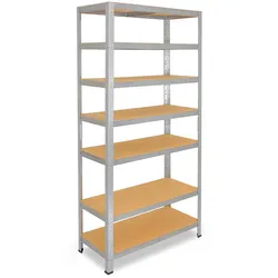 shelfplaza HOME 200x80x30 cm Schwerlastregal in verzinkt mit 7 Böden und 125 kg Traglast pro Boden
