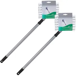 Novaliv 2X Fliesenreiniger Bad Wand mit Teleskopstiel inkl. Mikrofaser Bezug Fliesenwischer Badwischer Fliesenputzer Bad