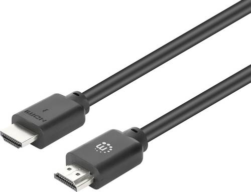 Manhattan HDMI Anschlusskabel HDMI-A Stecker, HDMI-A Stecker 3m Schwarz 356664 4K UHD, PVC-Mantel, vergoldete Steckkontakte