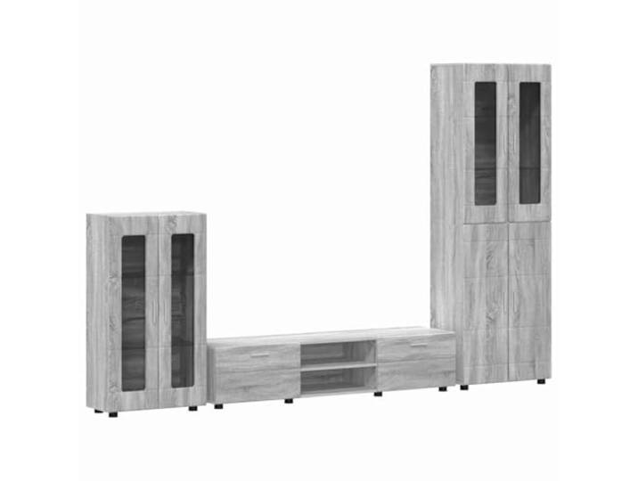 Florin TV-Schrank, 3-teilig, Grau, Sonoma-Holz, Komposite Matte Oberfläche, klare Linien, geräumige Fächer, feuchtes Tuch, für Wohnzimmer, Büro, Schlafzimmer
