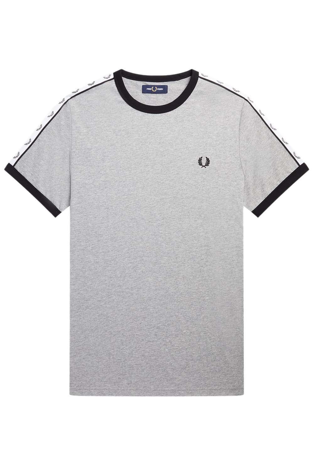 Fred Perry Herren Taped Ringer T-Shirt Stahl Marl