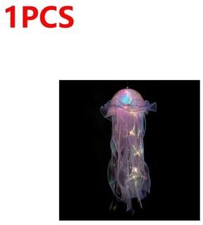 Uplifted Finds DIY Iridescent Jellyfish Lantern   Hanging Bedroom Night Light   Colorful Fantasy Ribbon Ceiling Lamp purple 1 Pc