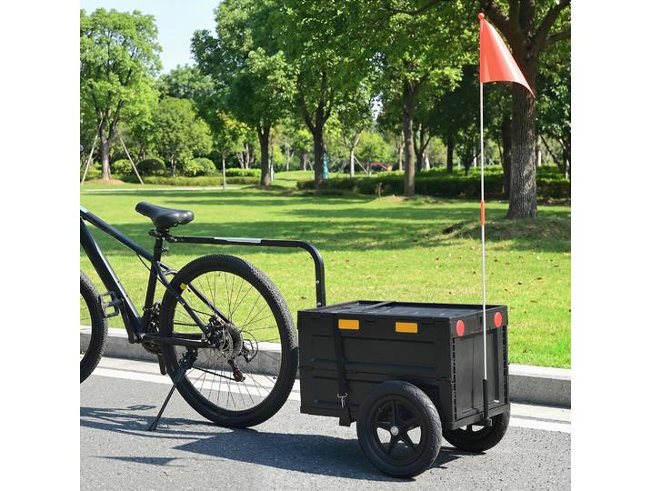 SPORTNOW Remorque Vélo 65L Pliable avec Couvercle Roues Pneus