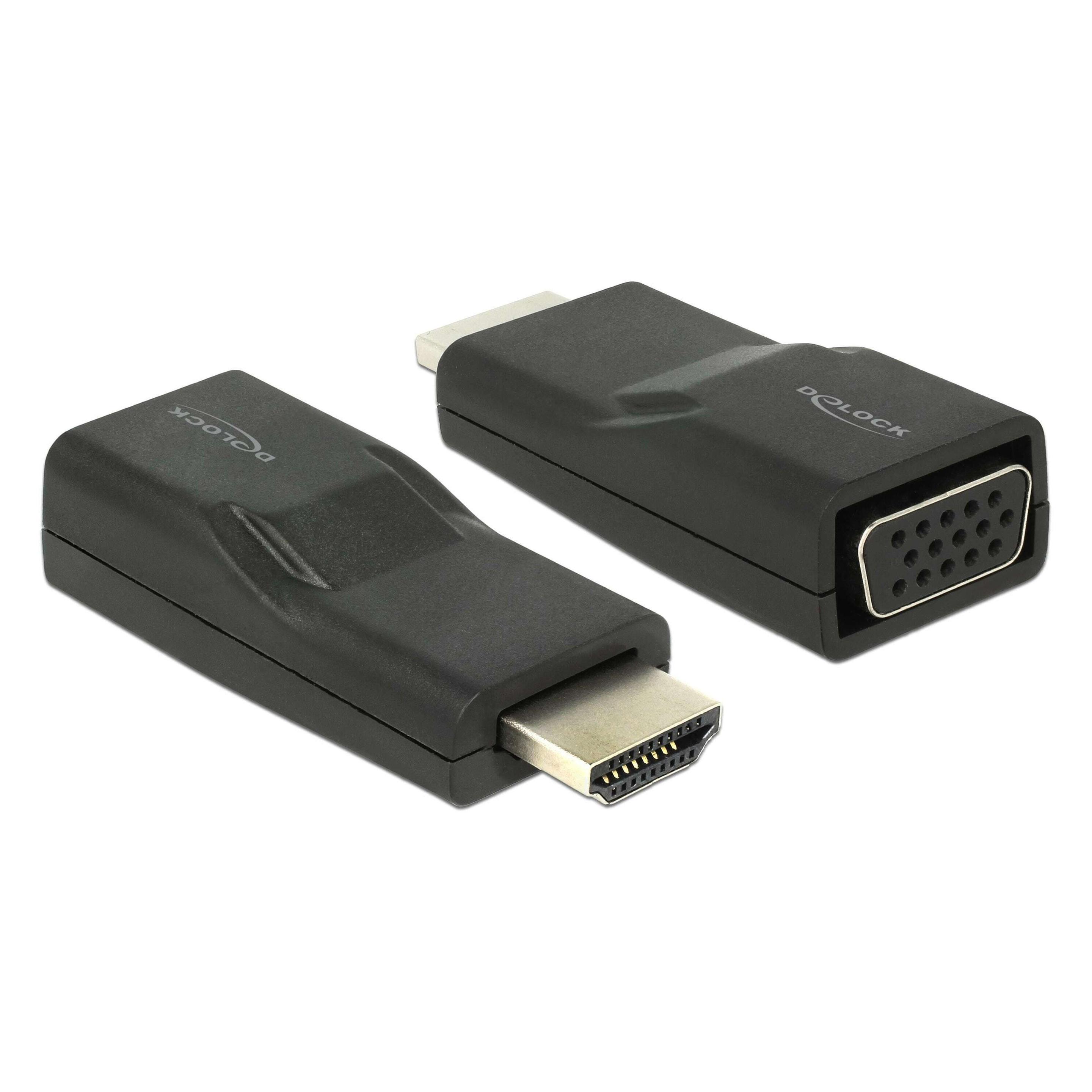 Delock Monitoradapter HDMI-A zu VGA-Bu schwarz (HDMI, VGA) (65655)