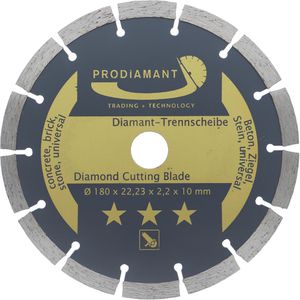 Prodiamant Trennscheibe universal, Bohrungs-Ø 22,23 mm, Diamanttrennscheibe, für Beton, Stein & Ziegel, 180 x 2,2 mm