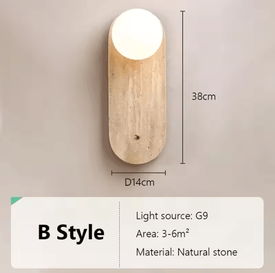 Inspire Curations Japanese Wabi Sabi Yellow Cave Stone Wall Lamp b h38cm warm White