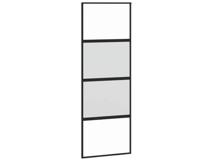 vidaXL Porte coulissante noir 76x205 cm verre trempé aluminium