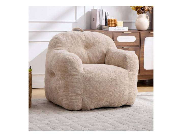 FELIXLEO Sitzsack Sitzsack Sessel mit Armlehnen, Kunstfell und Schwammfüllung Beige (1 St)