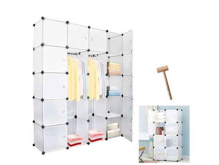Bettizia Armoire de Chambre Rangement 20 cubes Étagères de Rangement DIY pour le stockage de vêtements livres Blanc