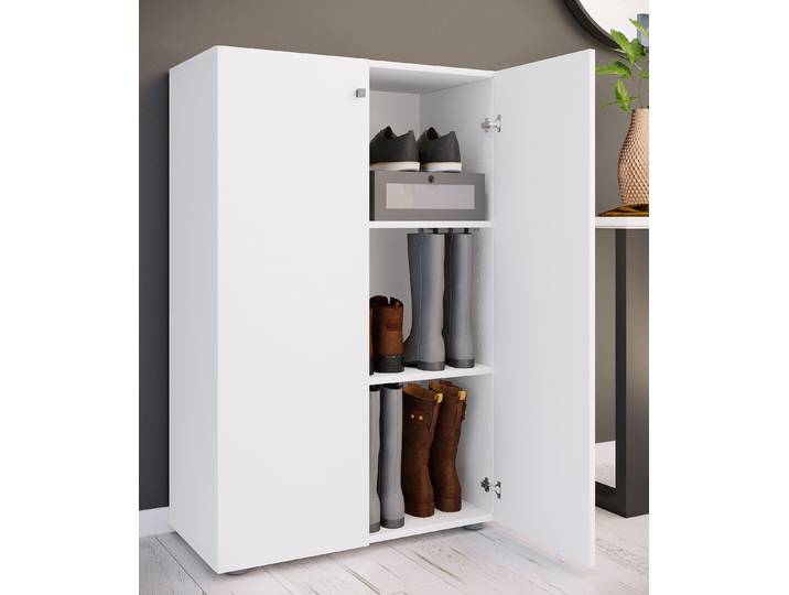 Commode à chaussures B 70 x 110 x 39cm Blanc/Blanc