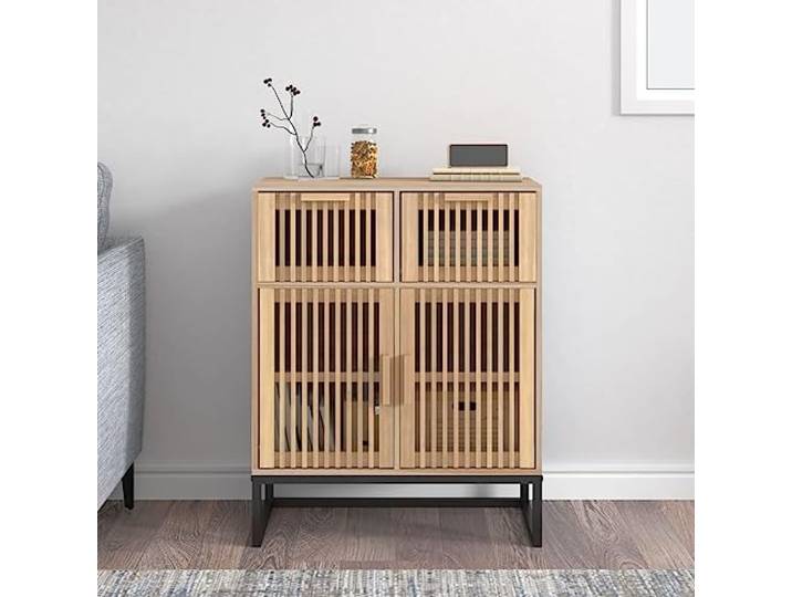 KGHFDVB Sideboard 60x30x75 cm Holzwerkstoff Mit Tür Und Schublade, Stabiler Eisenbein, Viel Stauraum, Für Wohnzimmer