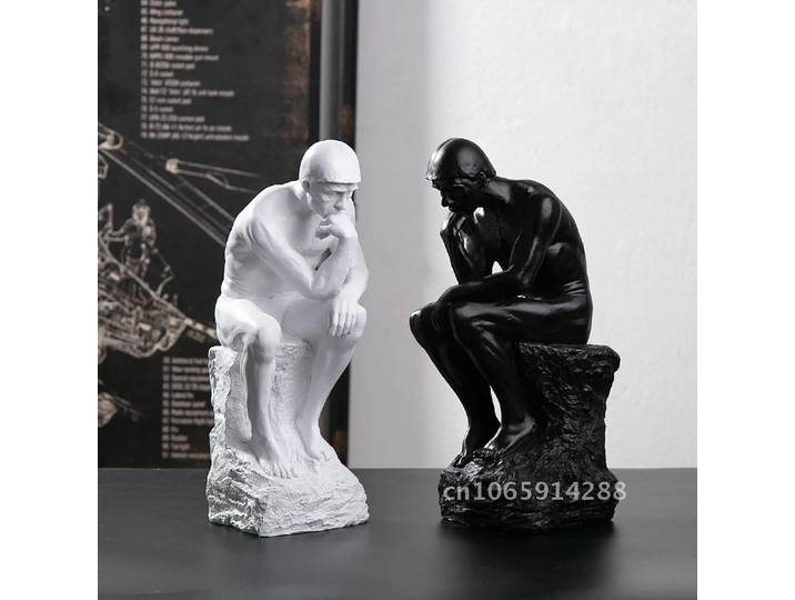 Statue de penseur de Rodin en résine, figurine créative, contemplateur, décoration de salle, salon, maison, Sculpture, salle d'étude, bureau