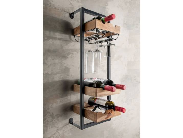 Flaschenregal für 6 Flaschen/Gläser 'Vino 6' Holz & Metall