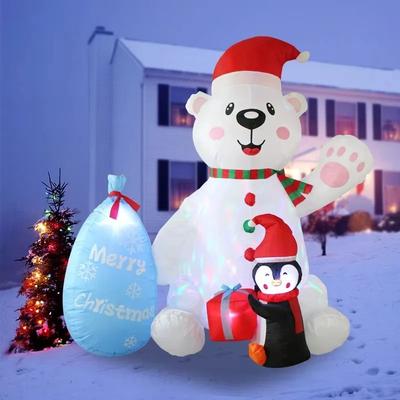 Inspire Select 7ft Christmas Inflatable Polar Bear & Penguin With Gift Bags LED Rotating Outdoor Holiday Decoration white us Plug 110v