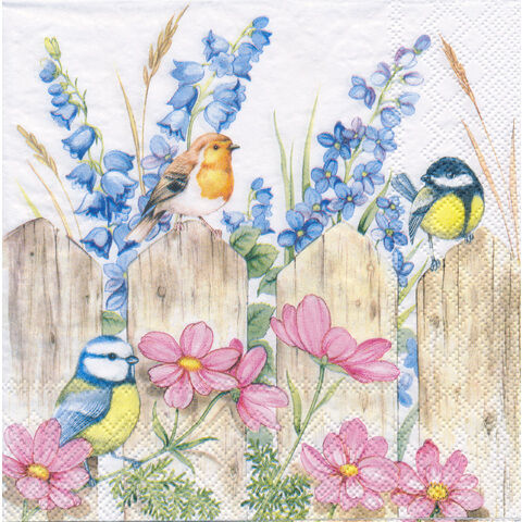 Papierservietten "Vögel auf dem Zaun", 33 x 33 cm, 20 Stück