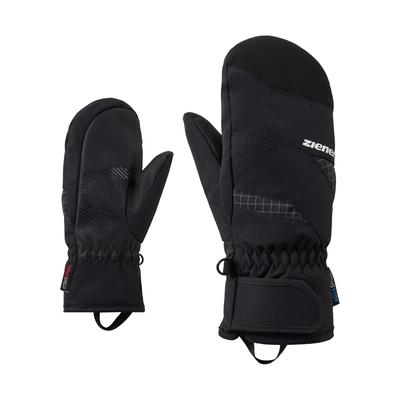 Fäustlinge ZIENER "LUUKIO-Z AQUASHIELD JUNIOR", Mädchen, Gr. 3,5, schwarz, Kunstfaser, Handschuhe Fäustlinge, wasserdicht, winddicht, atmungsaktiv, warmes Fleece-Futter