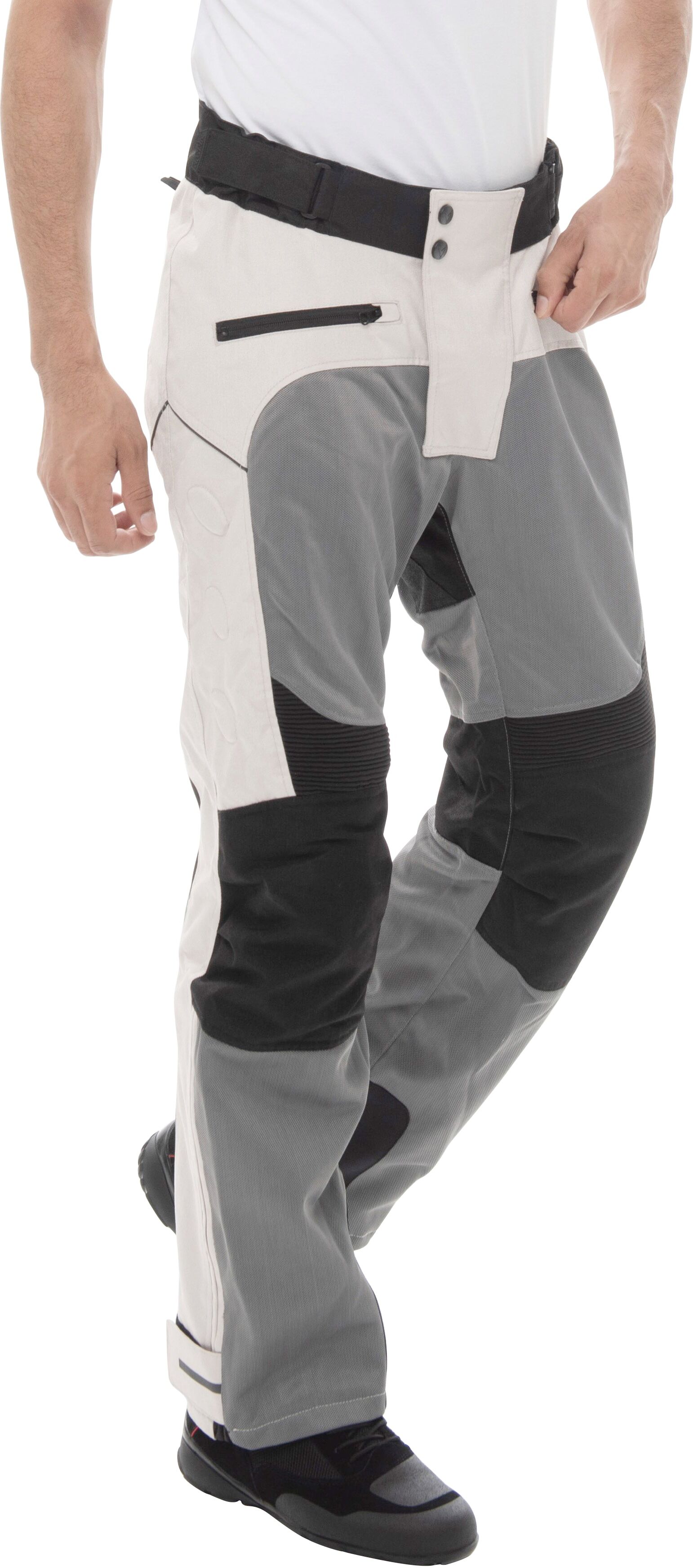 Motorradhose NERVE "Tourenhose Outback" Gr. XXXL, schwarz (hellgrau, weiß, schwarz), Hosen, Herren, 3XL, N-Gr, Obermaterial: 100% Polyester. Miedereinsatz: 100% Polyester, Motorradhose hellgrau, weiß, schwarz 3XL, N-Gr