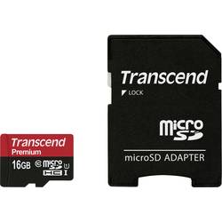 Transcend Premium microSDHC-Karte Retail 16 GB Class 10, UHS-I inkl. SD-Adapter TS16GUSDU1