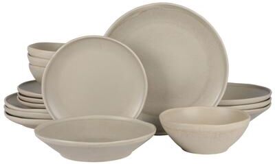 Gibson Elite Island Cove 16 Piece (Service for 4) Plates and Bowls Reactive Glaze Stoneware Dinnerware Set