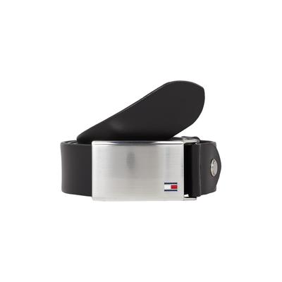Koppelgürtel TOMMY HILFIGER "Plaque Belt 3,5 cm breit", Herren, Gr. 105, schwarz, Leder, unifarben, Basic,festlich, Gürtel Koppelgürtel, individuell verstellbare Schnalle