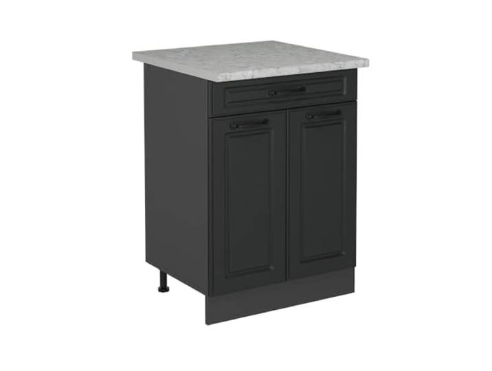 Vicco Küchenunterschrank R-Line , Anthrazit Landhaus/Anthrazit 60 cm MDF-Front · Arbeitsplatte Marmor · Höhenverst. Füße · 2 Türen · Leichter Zugriff