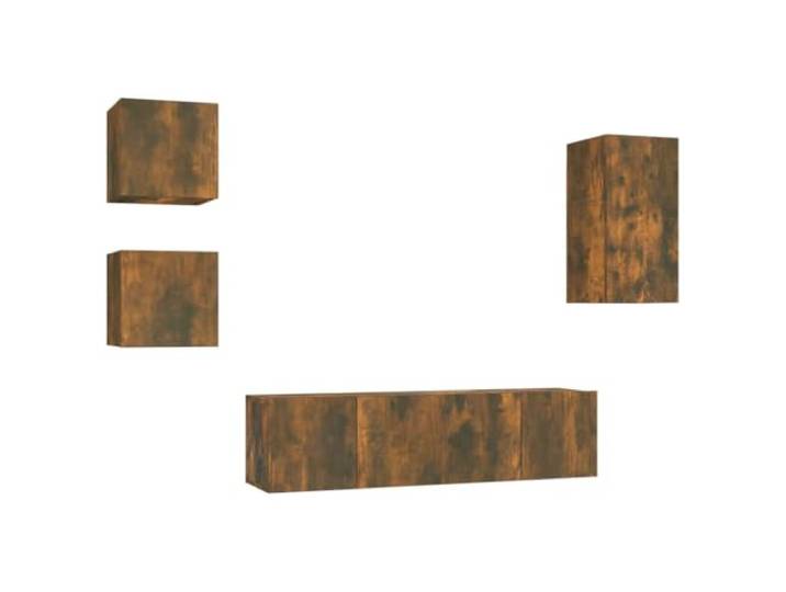 GKHPYURE TV-Möbel-Set, 5 Stück, Eiche Rauch, aus Holz, mehrschichtig TV-Wandmontage, Stauraum, klassisches Design, mehrschichtiges Holz, inkl. Montageanleitung (evtl. nicht in deutscher Sprache)