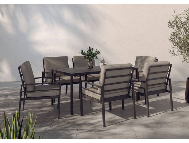 Garten-Essgruppe KONIFERA »New Jersey« , schwarz (schwarz, dunkelgrau), Aluminium, Sitzmöbel-Sets, Garten-Essgruppe, Aluminium/Polyrattan