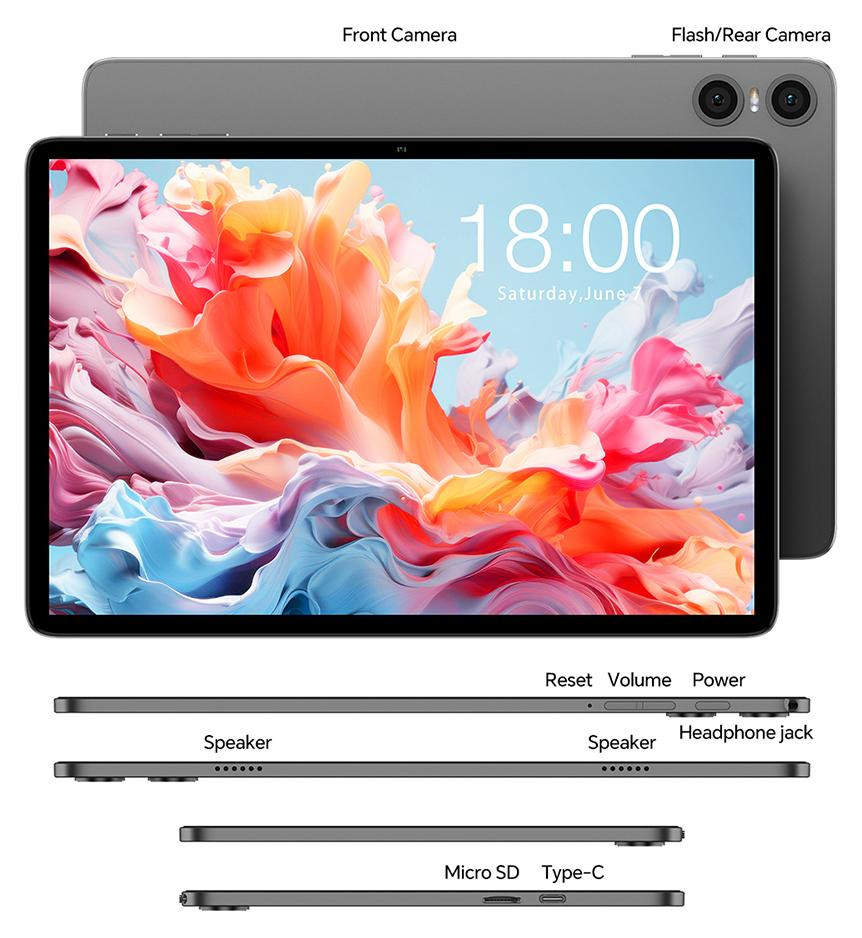 Selius Android Tablet met 10.1 Inch IPS Scherm, 3GB RAM, 128GB Opslag, Wifi en Octa Core Processor