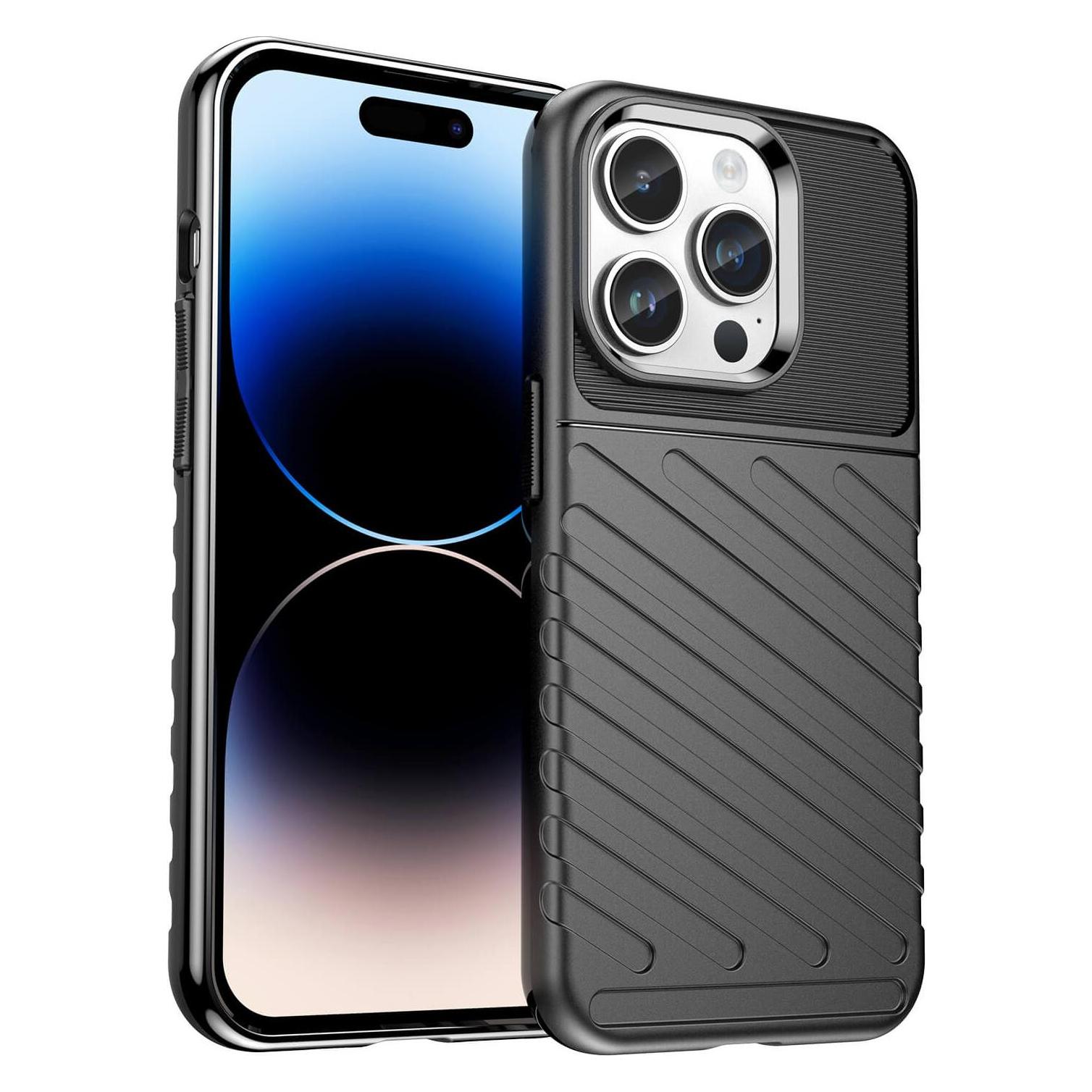 Cover-Discount iPhone 15 Pro Max - Textur Gummi Hülle schwarz (Apple iPhone 15 Pro Max) (EDA004599204B)
