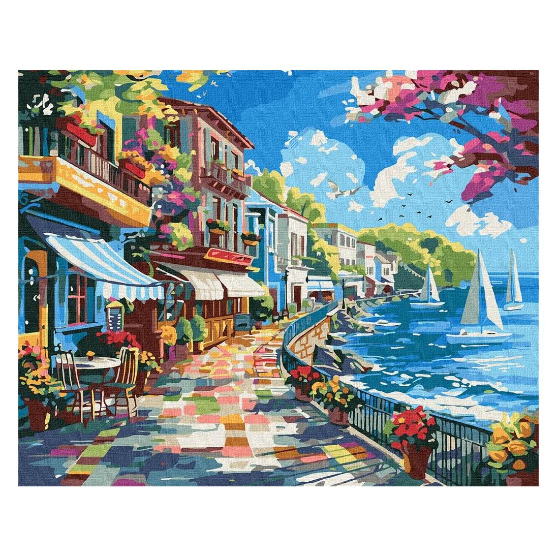 Ideyka Malen nach Zahlen - Stadt am Meer 40 x 50 cm (KHO2793)