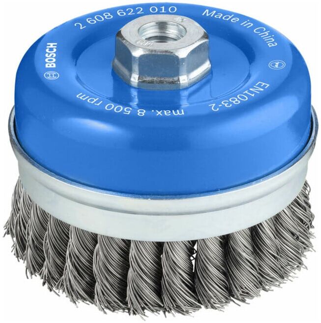 Brosse boisseau 100 mm à fils d'acier torsadés 100 mm, 0,5 mm, M14 ; Bosch (2608622010)
