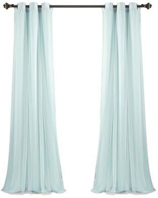 Lush Decor Cottage Polka Dot Sheer Window Curtain Panels Including Tieback Set