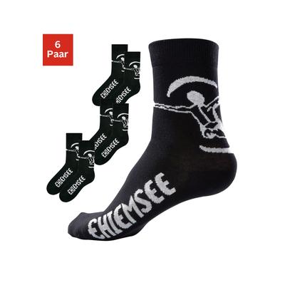 Freizeitsocken CHIEMSEE "Herren Alltagssocken, Sportsocken, Baumwolle", Gr. 43-46, schwarz, Baumwolle, Baumwollmischung, Elasthan, Polyamid, unifarben, elastisch, Socken, in pflegeleichter Markenqualität