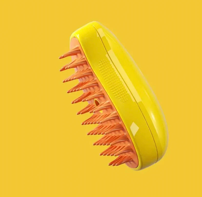 PetsAreLife 3 in 1 Electric Pet Grooming Brush With Steam Massage Sprayer For Dogs & Cats yellow