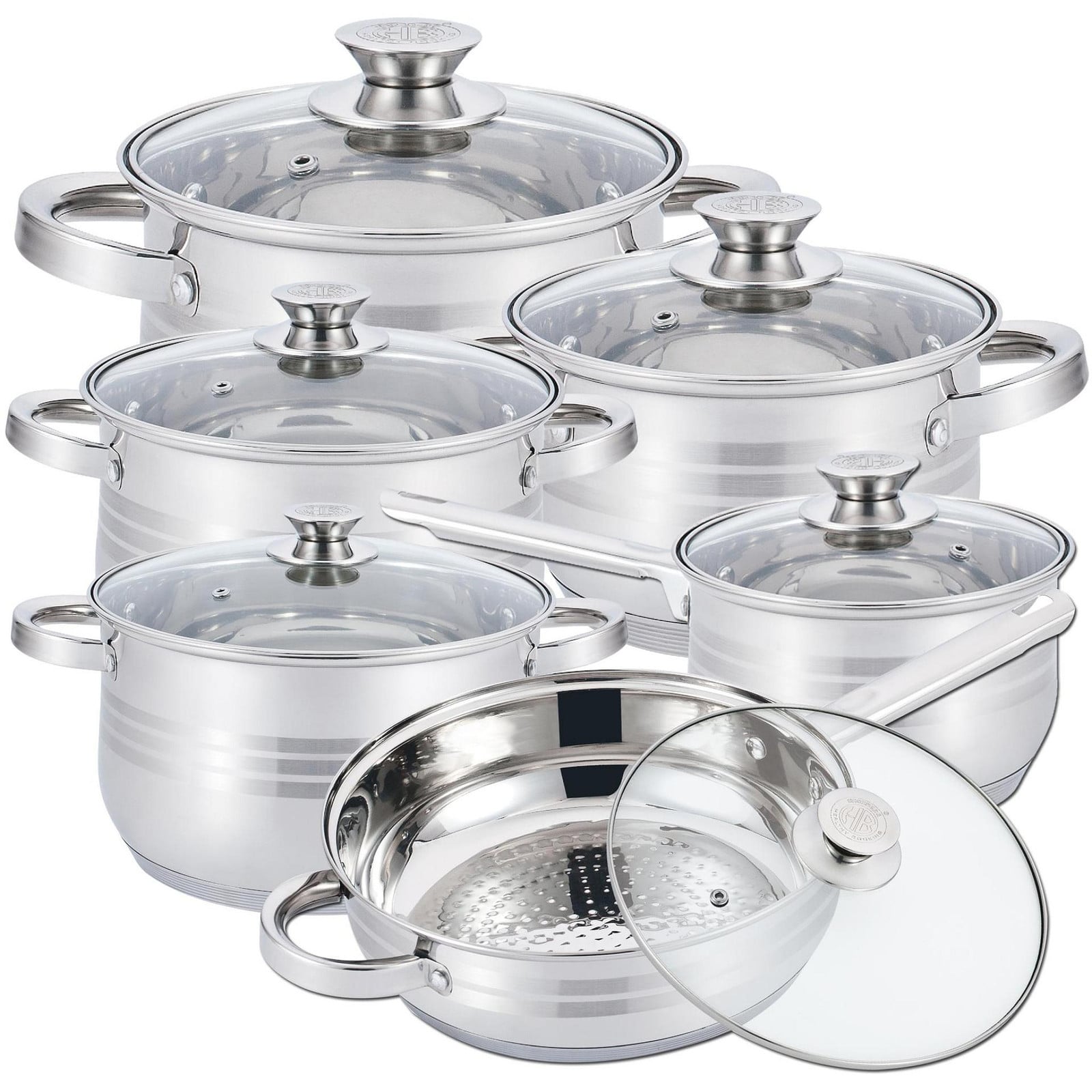 Herzberg Keukenaccessoire set van 12 stuks, roestvrij staal, model HG1241-IX