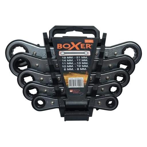 Boxer Doppelring-Gabelschlüssel-Set mit Ratsche 5 Schlüssel (31490)