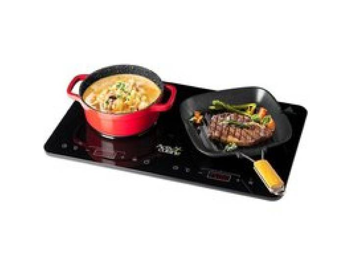 Plaque de cuisson induction portable - CACTOSE - 3500W - 2 zones indépendantes - Verre cristal noir