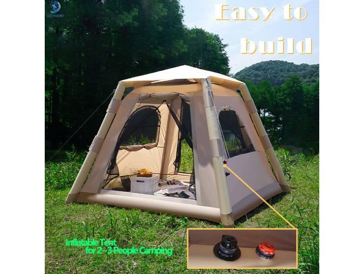 Tente gonflable pour 2 à 3 personnes, soleil et pluie, outils de camping portables, tissu Oxford épaissi 210D, chapiteau entièrement automatique, nouveau