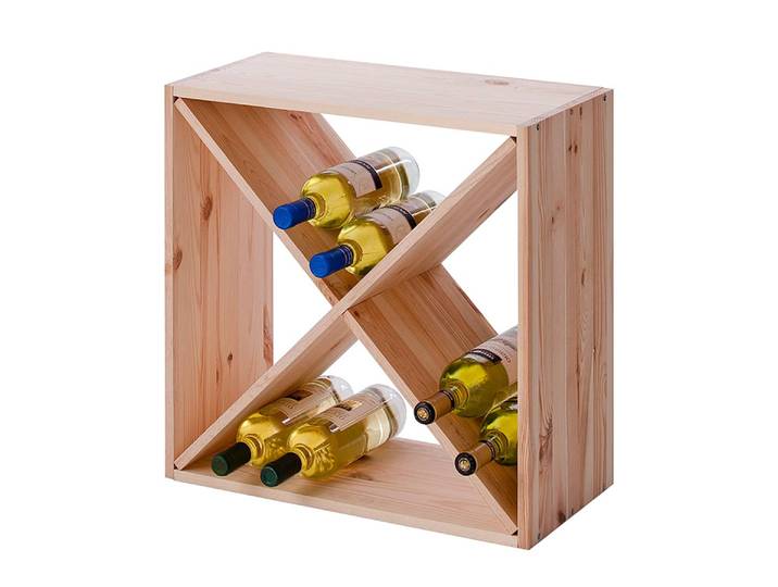Etagère à vin Bendik I Pin massif non traité Marron 52 x 52 x 25cm