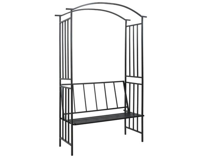 Arche de jardin avec banc, noire, 128x50x207 cm, en fer, pergola décorative d'extérieur, arche de jardin en fer Rose Maker