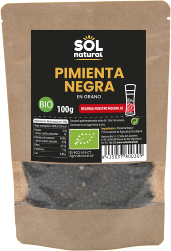Sol Natural Organic Black Pepper Grain 100 gr