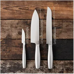 Boska 3tlg Copenhagen Küchenmesser Set, Küchenmesser, Silber