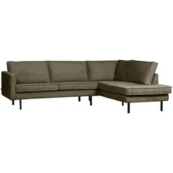 Ecksofa Rodeo aus Struktursamt, modern und komfortabel, rechts, dunkelgrün Bonsai