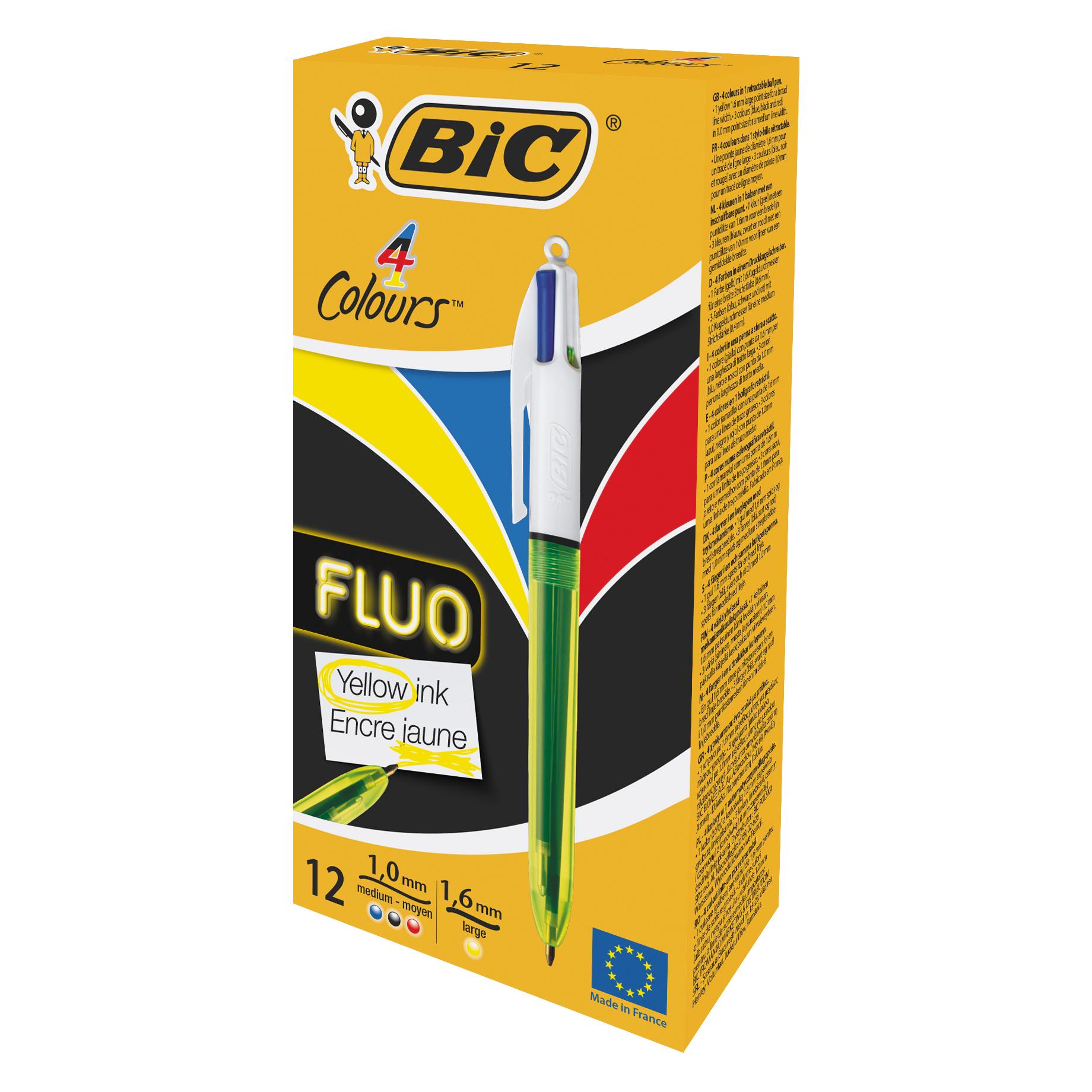 Bic Kugelschreiber Fluo 933948 4 Colours Box, 12 Stück (12x) (933948)