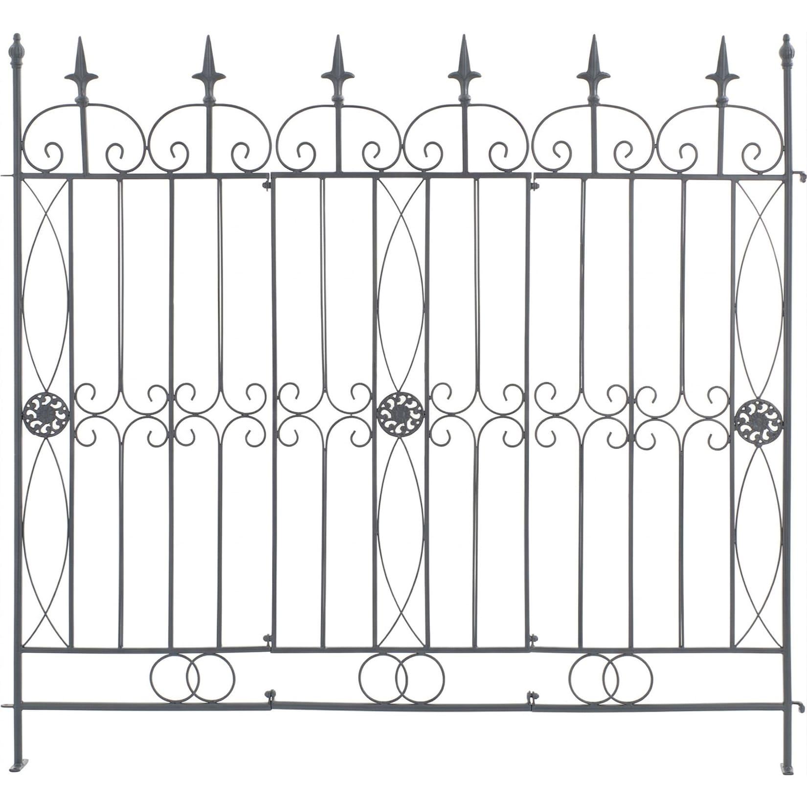 CLP Gartenzaun Mangold Eisen, modularer Steckzaun ohne Betonieren, Rankzaun im Landhausstil für Garten und Terrasse