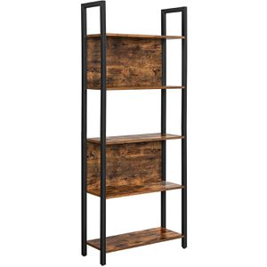 Vasagle Bücherregal LLS025B01, schwarz / vintage braun, aus Metall / Holz, 5 Ebenen, 62 x 165 x 24cm