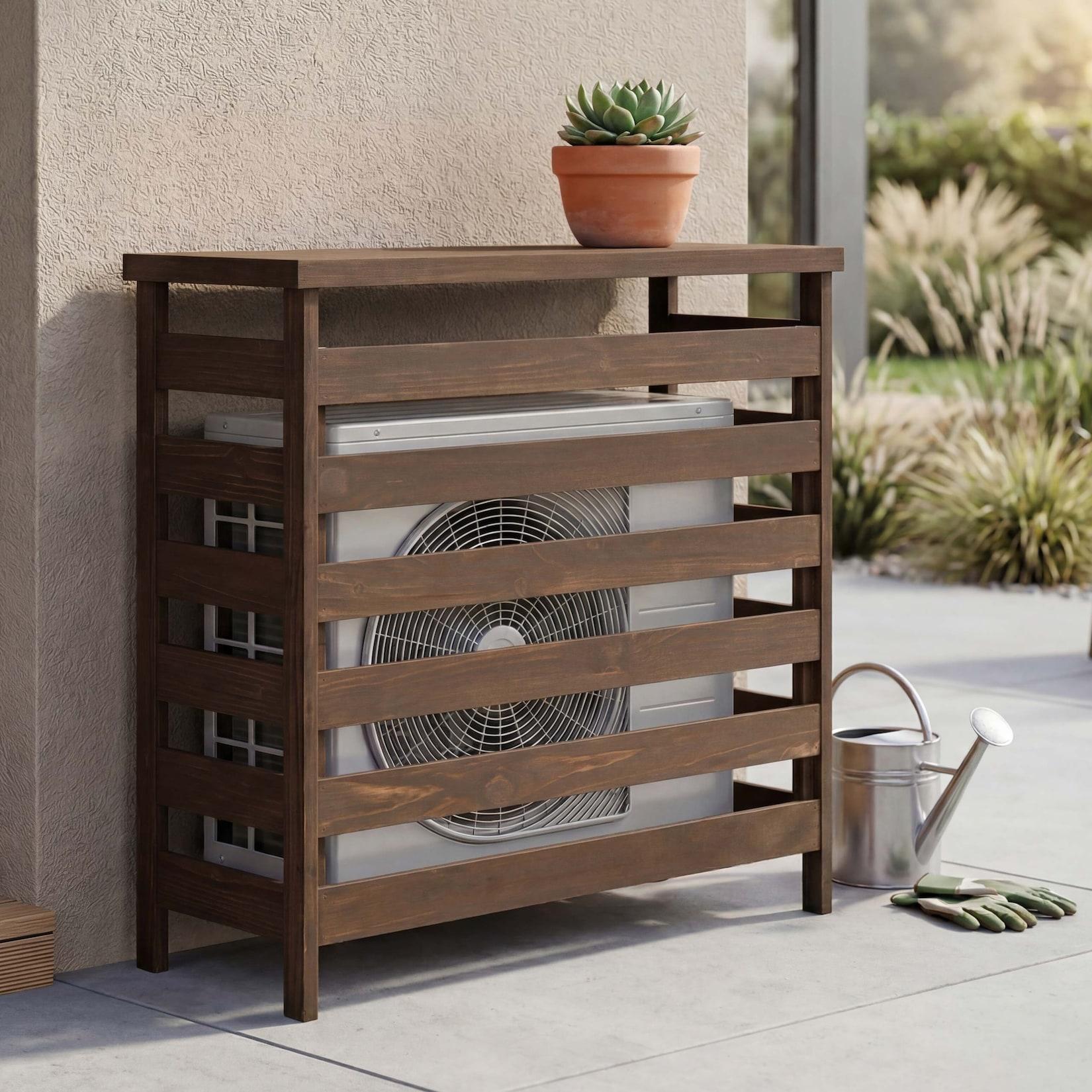 Verkleidung für Klimaanlage/Wärmetauscher MCW-Q15, Abdeckung Holz MVG-zertifiziert 78x84x32cm ~ dunkelbraun